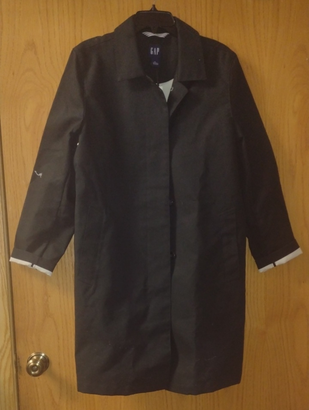 GAP Women's Black Single-Breasted Trench Coat (J1447)